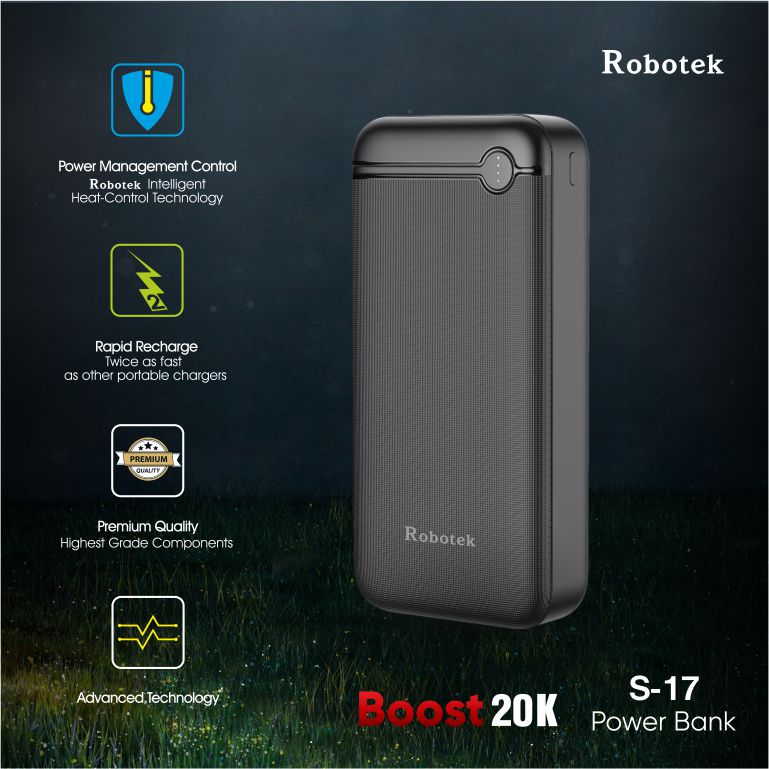 ROBOTEK S32 Plus 10000 mAh Power Bank with Built-in 4 Types of Cables
