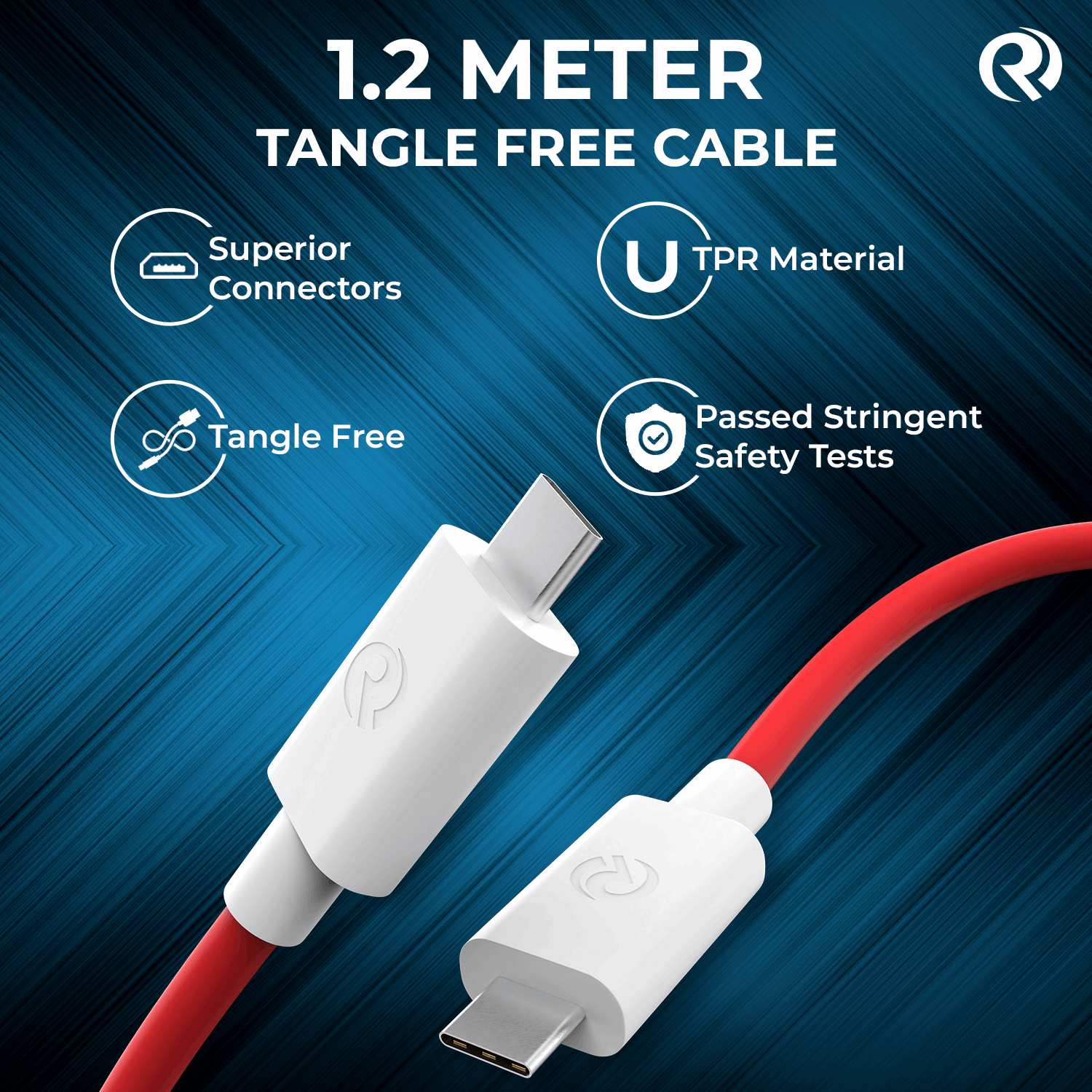 Robotek DC121 5A Fast Charging Cable - Type-C to Type-C for Smartphones, Tablets, Laptops, Power Banks