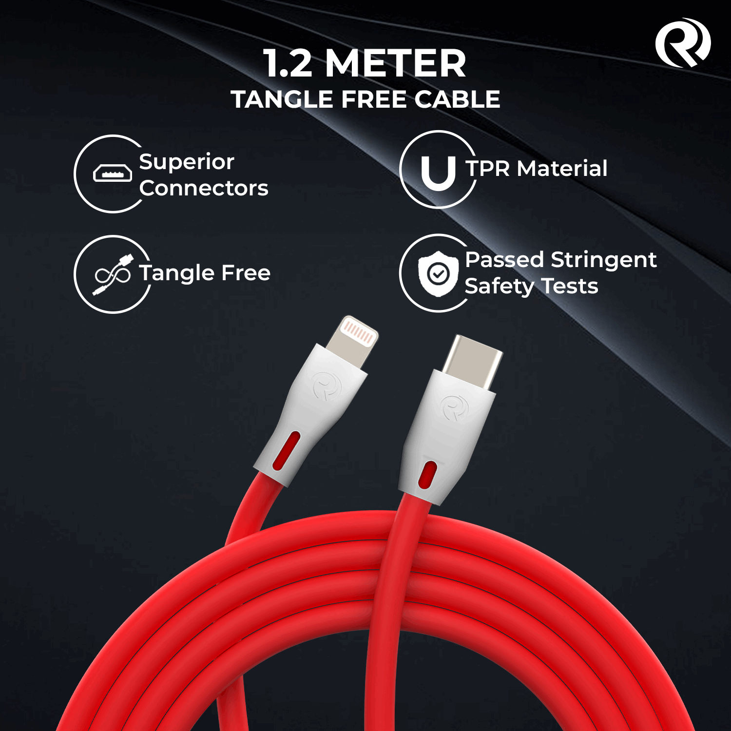 Robotek DC-12X 5A Fast Charging Cable - Type C to Lightning Cable for iPhone, iPad, Android Devices, Power Banks