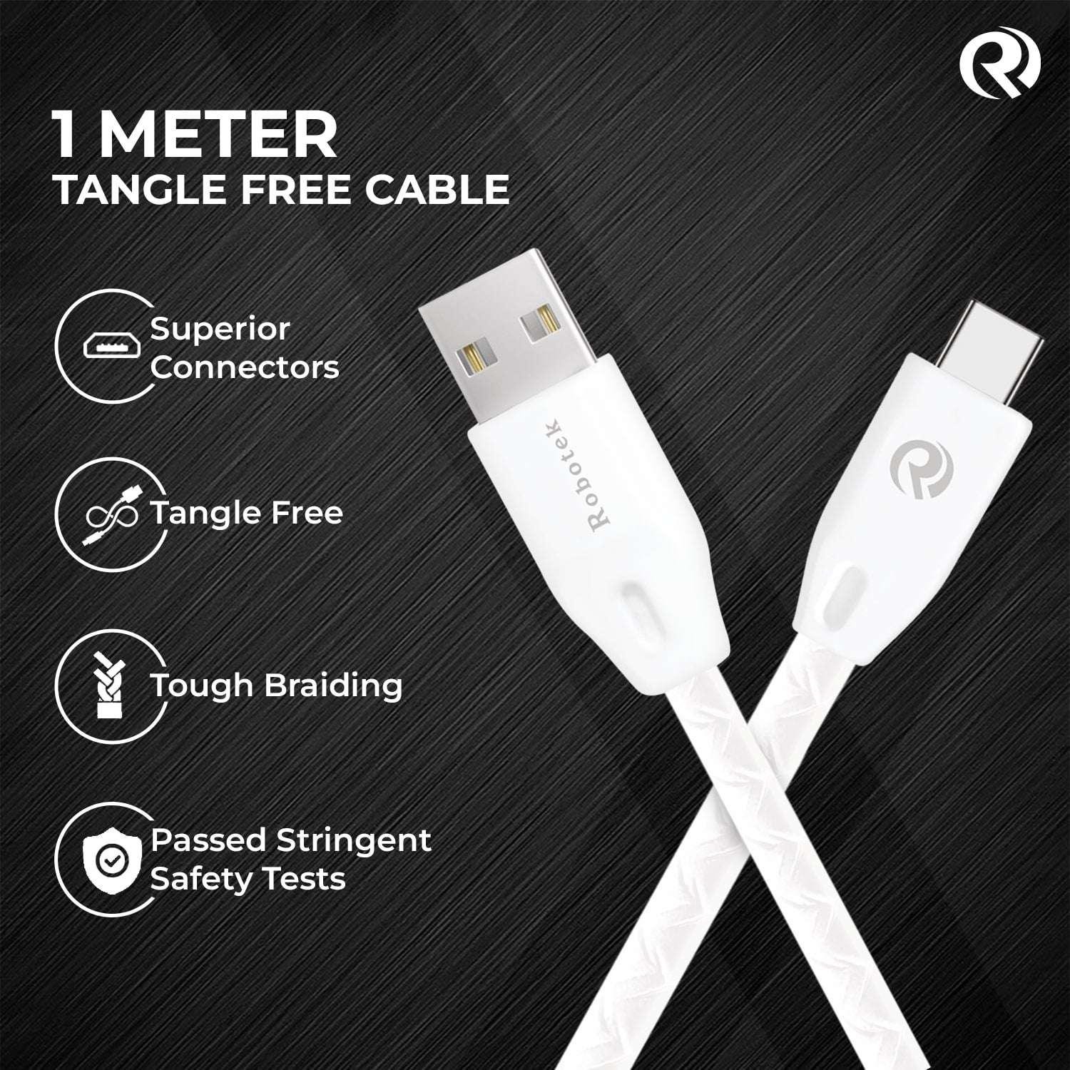 Robotek Raftaar DC109 Type-C Cable - 3A Fast Charging Cable for Smartphones, Tablets, Cameras