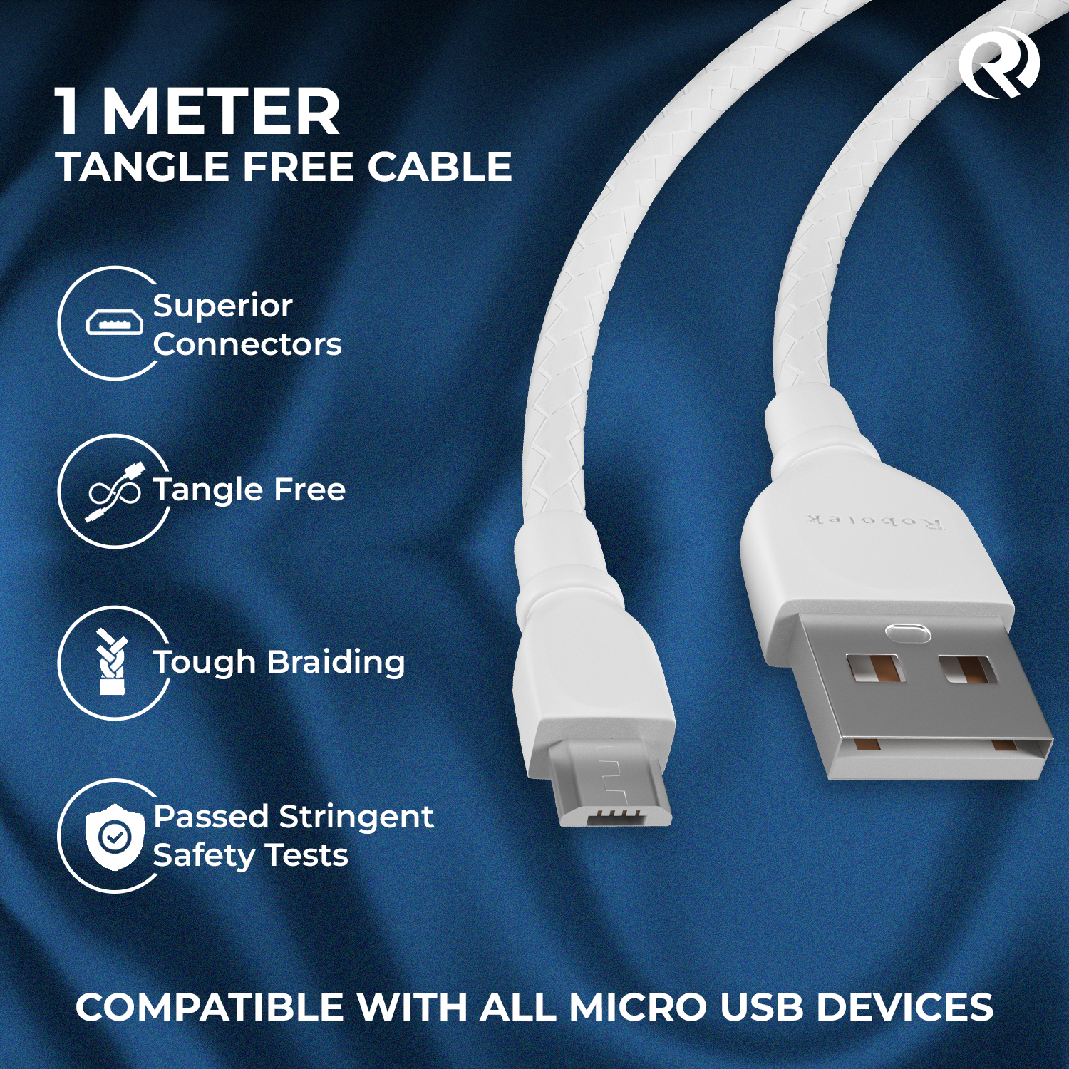 Robotek DC-108 Raftaar Series Micro USB 3A Fast Charging Cable 1 Mtr. Long