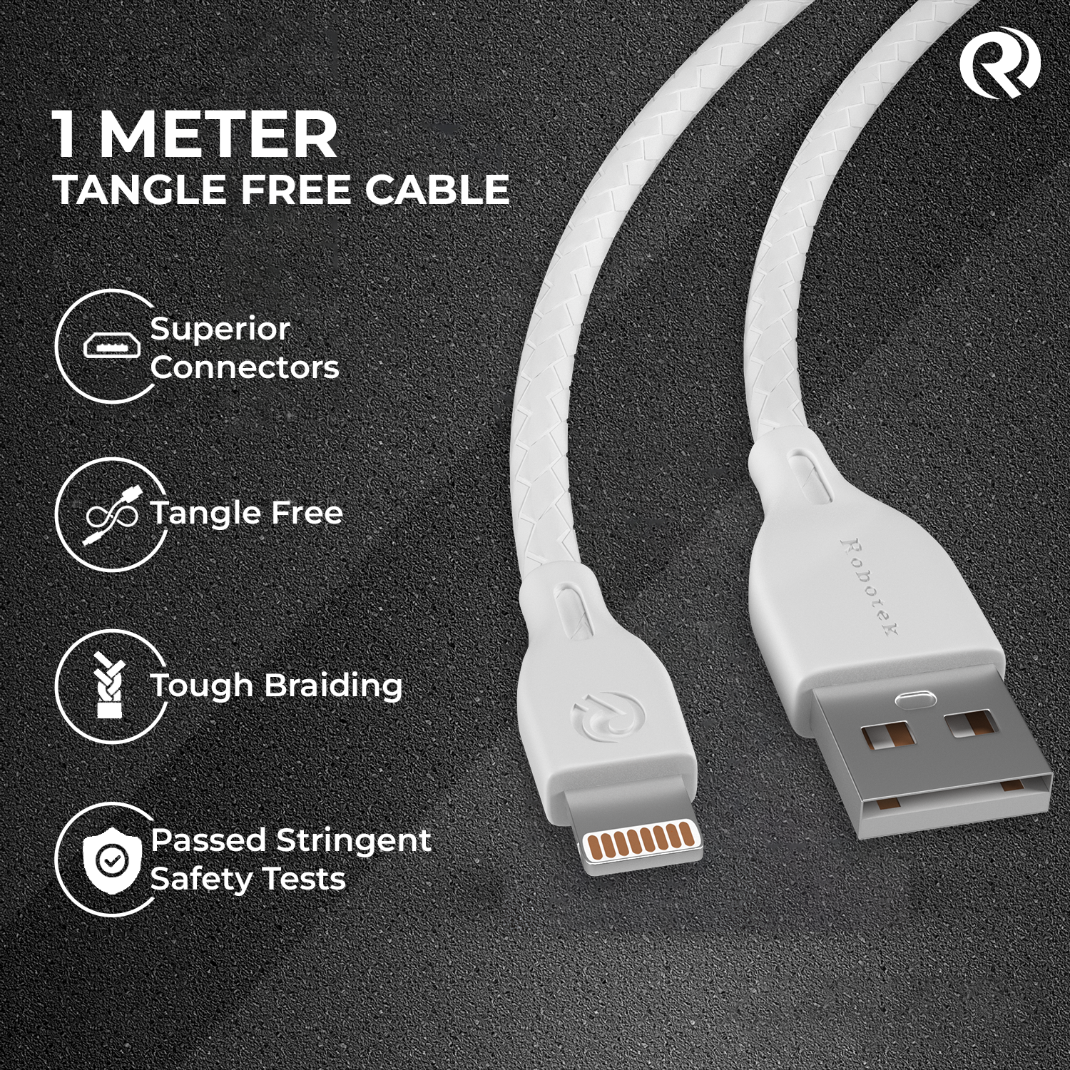 ROBOTEK DC10X USB to iPhone Lightning Fast Charging Cable, 2.4Amp Sync & Fast Charging Cable Compatible for Iphone, Ipad And Ipod. Fast Charging Lightning Cable, Tangle Free TPE Cable, 3.2 Feet (1.0M)