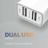 Robotek SC-224 Plus 12W 2.4A Mobile Wall Charger Adapter with Dual USB to Type C/Micro USB v8/iPhone