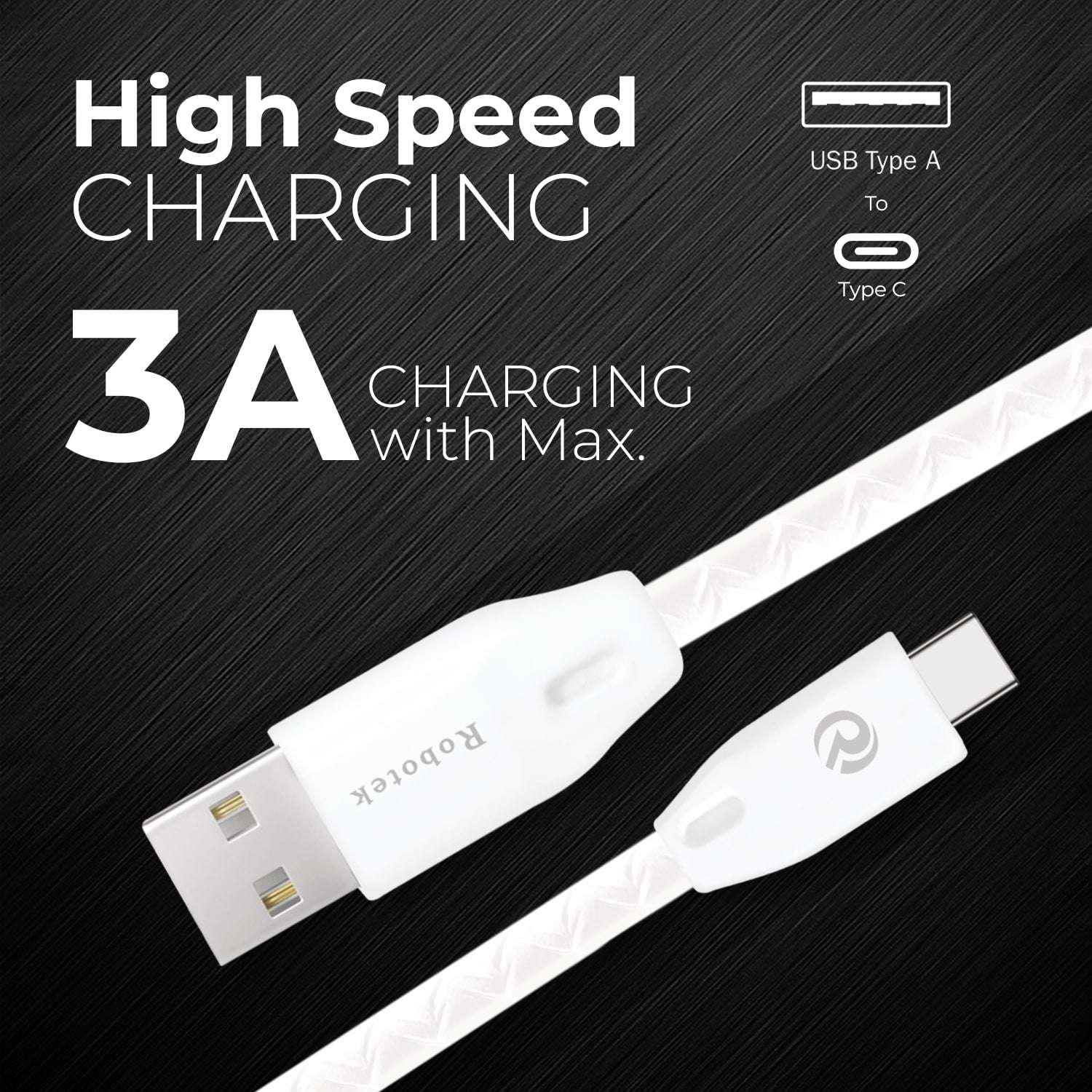 Robotek Raftaar DC109 Type-C Cable - 3A Fast Charging Cable for Smartphones, Tablets, Cameras