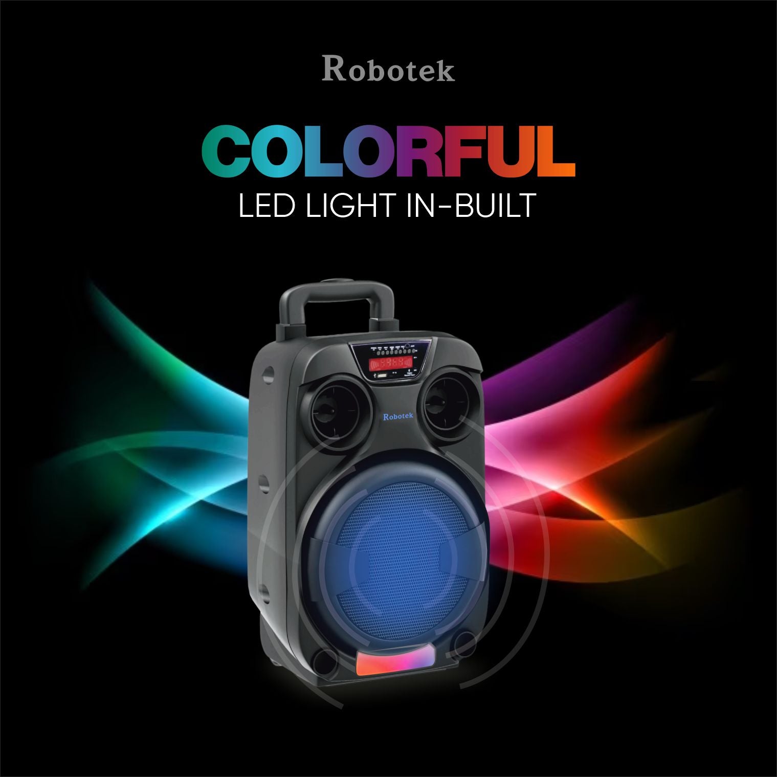 BoomBox v3 | Portable Bluetooth Party Speaker with Wireless Mic | Karaoke Function | 30W RMS Power | IPX5 Waterproof, Call Function | RGB Glow Lights | Upto 5Hrs Playtime | USB, SD Card, AUX | Trolley Handle with wheels and carry beg included |