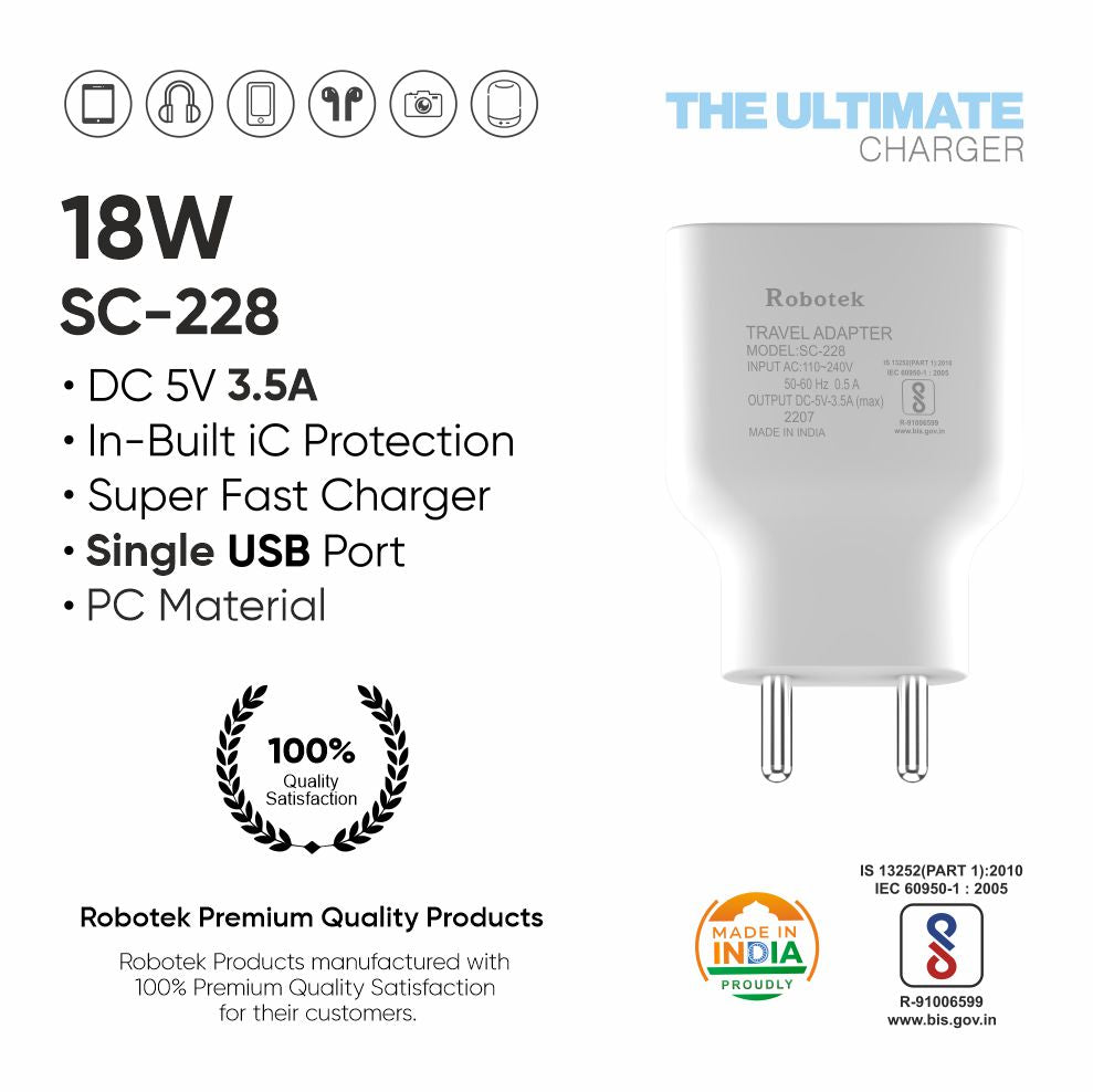 Robotek Smart Charger SC-228 with USB Data Cable