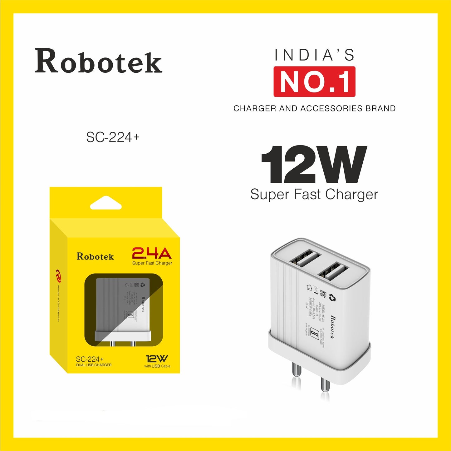 Robotek SC-224 Plus 12W Dual port charger