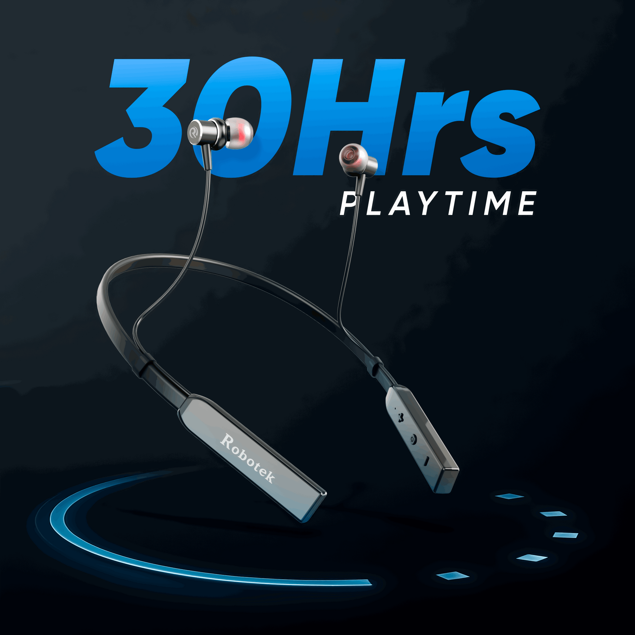 Robotek Vaayu |30H Playback, Deep Bass, and Bluetooth Connectivity| Black & silver colour|