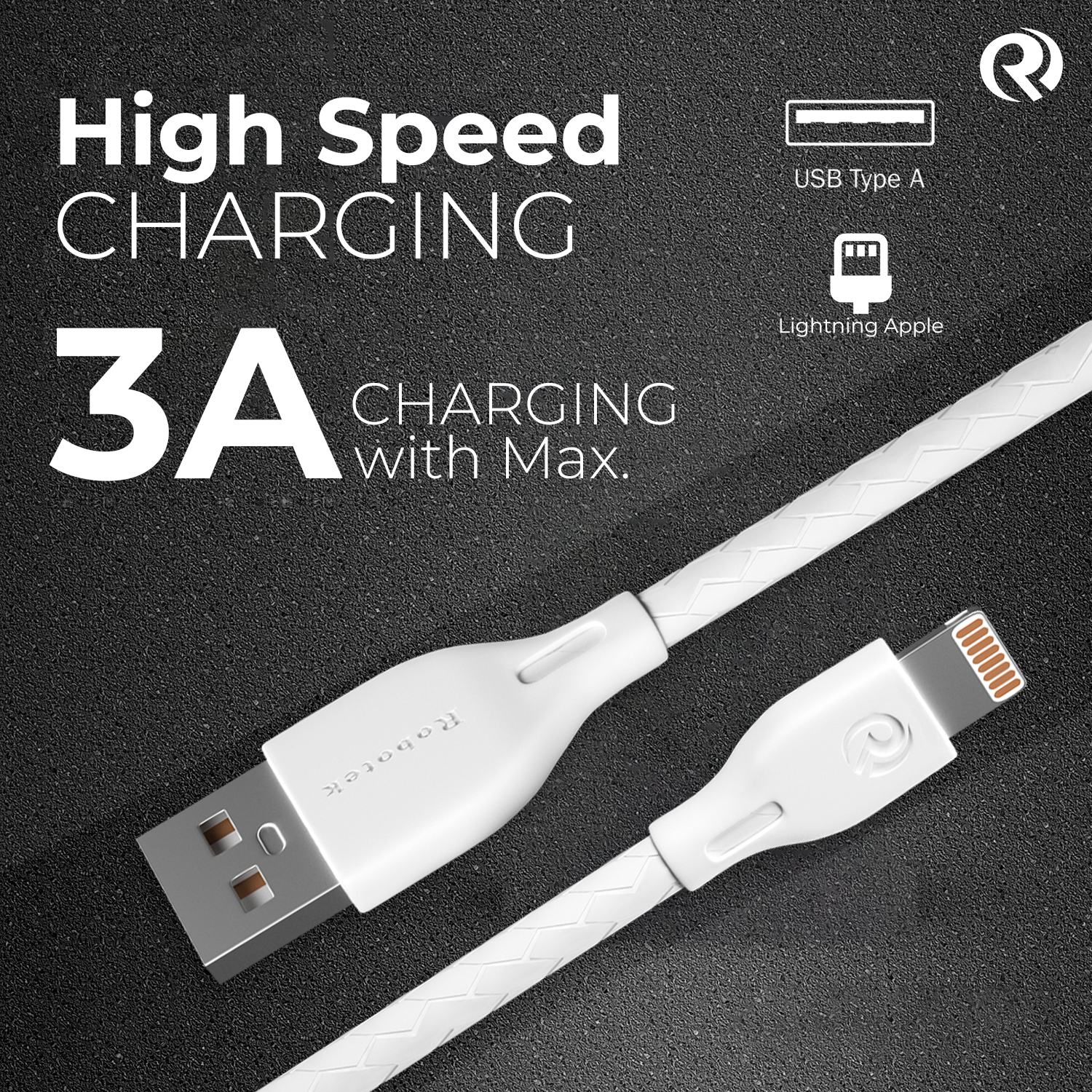 Robotek DC10X iPhone Lightning Fast Charging Cable, 2.4Amp Sync & Fast Charging