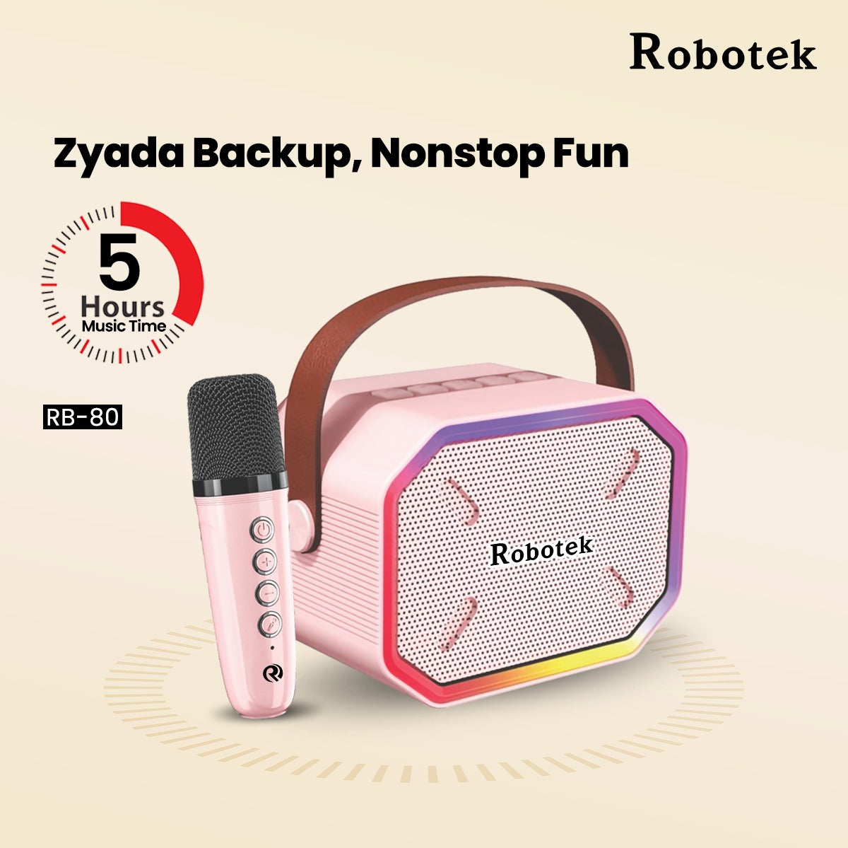5 Voice Effects | 15 Watt | RGB Lights | Speaker with Mic | Robotek Roar X Speaker RB-80