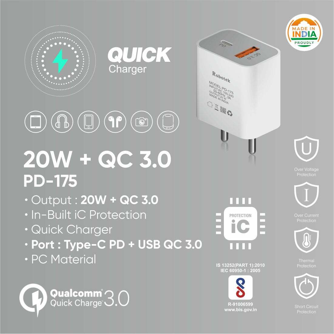 Robotek PD175 20W Dual Port Charger