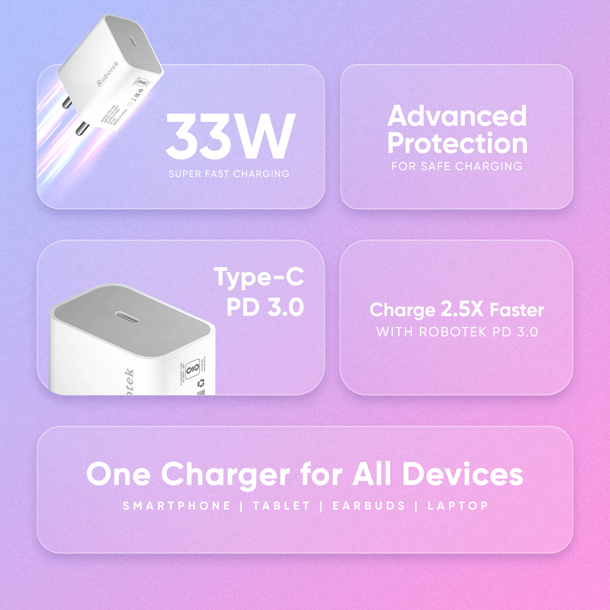 Robotek PD-185 33W PD Charger - Type-C Port