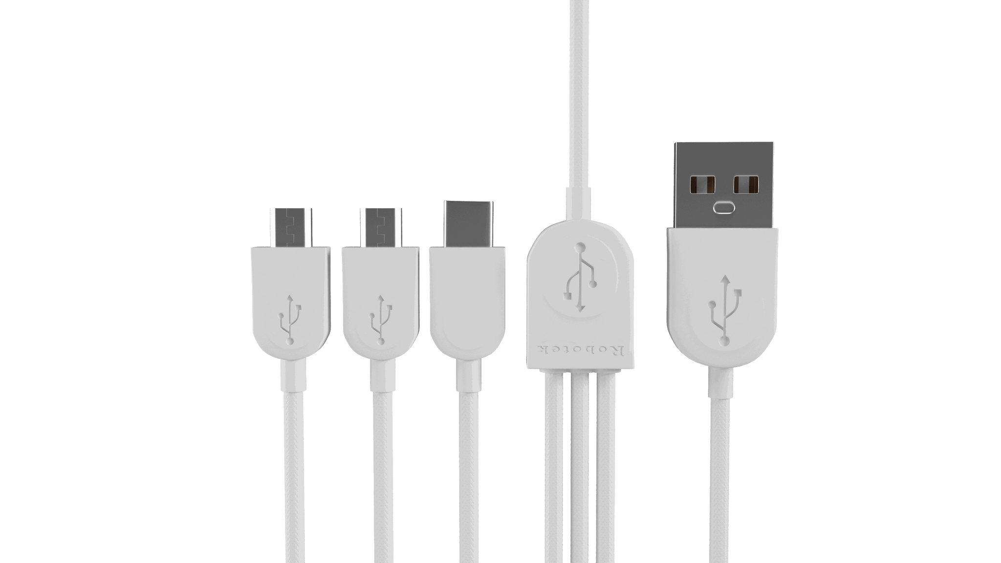 Robotek 3-in-1 Charging Cable - Type-C, Micro USB, Lightning Connector for Smartphones, Tablets, Cameras