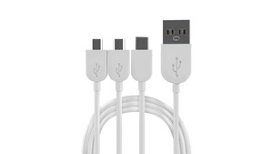 Robotek 3-in-1 Charging Cable - Type-C, Micro USB, Lightning Connector for Smartphones, Tablets, Cameras