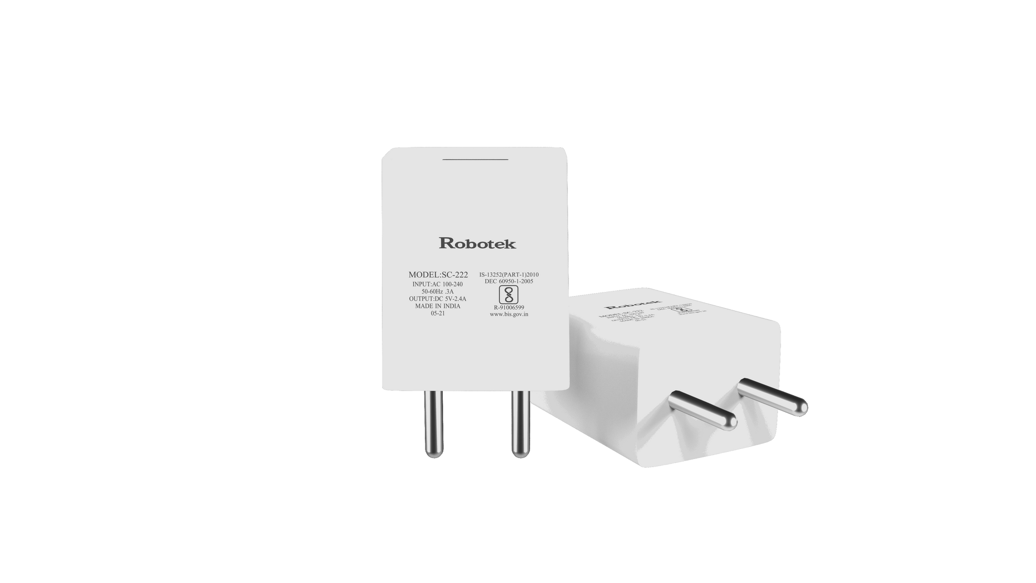 Robotek SC-222 Wall Charger - 2.1A Standard Charger for Smartphones, Tablets, Power Banks