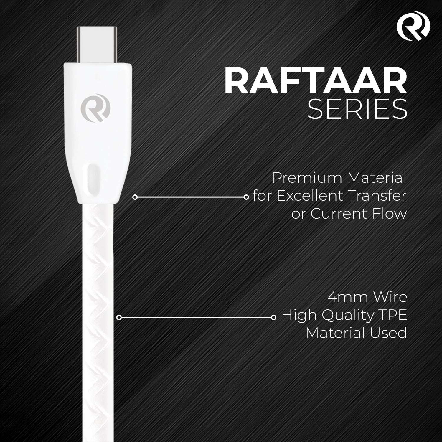 Robotek Raftaar DC109 Type-C Cable - 3A Fast Charging Cable for Smartphones, Tablets, Cameras