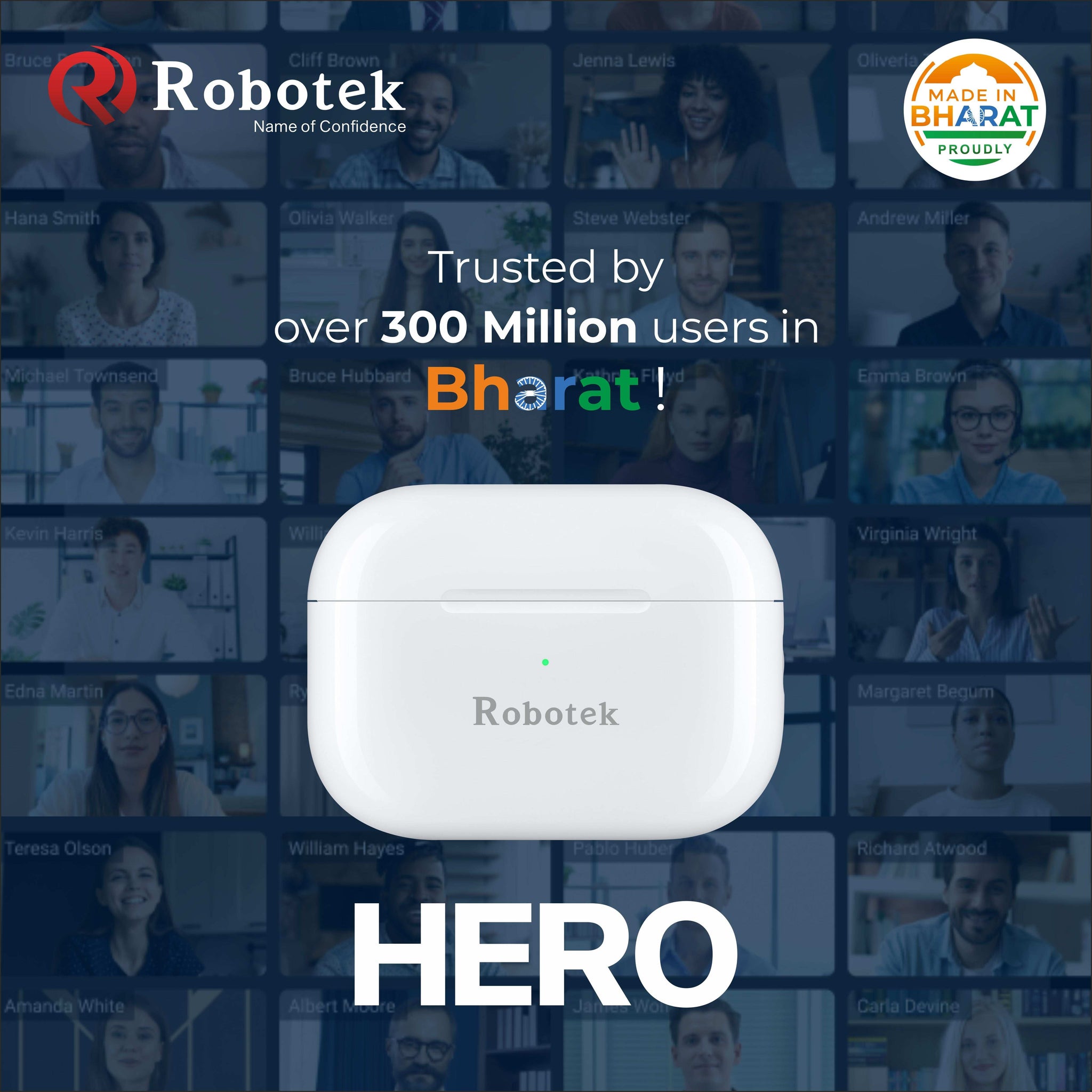 Robotek Hero TWS Earpods with 30 Days Standby Time & Lightning Charging Port