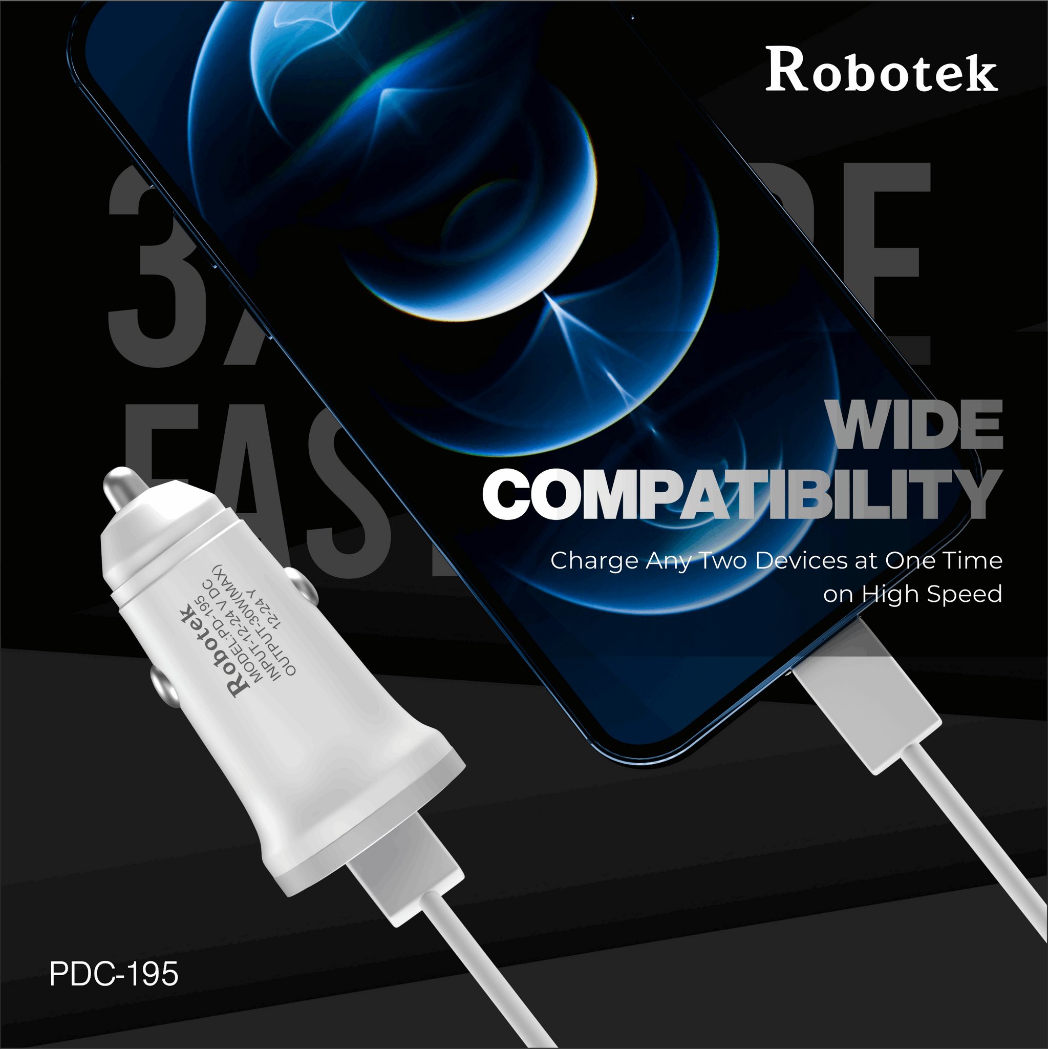 Car Charger PD-195 with USB Data Cable