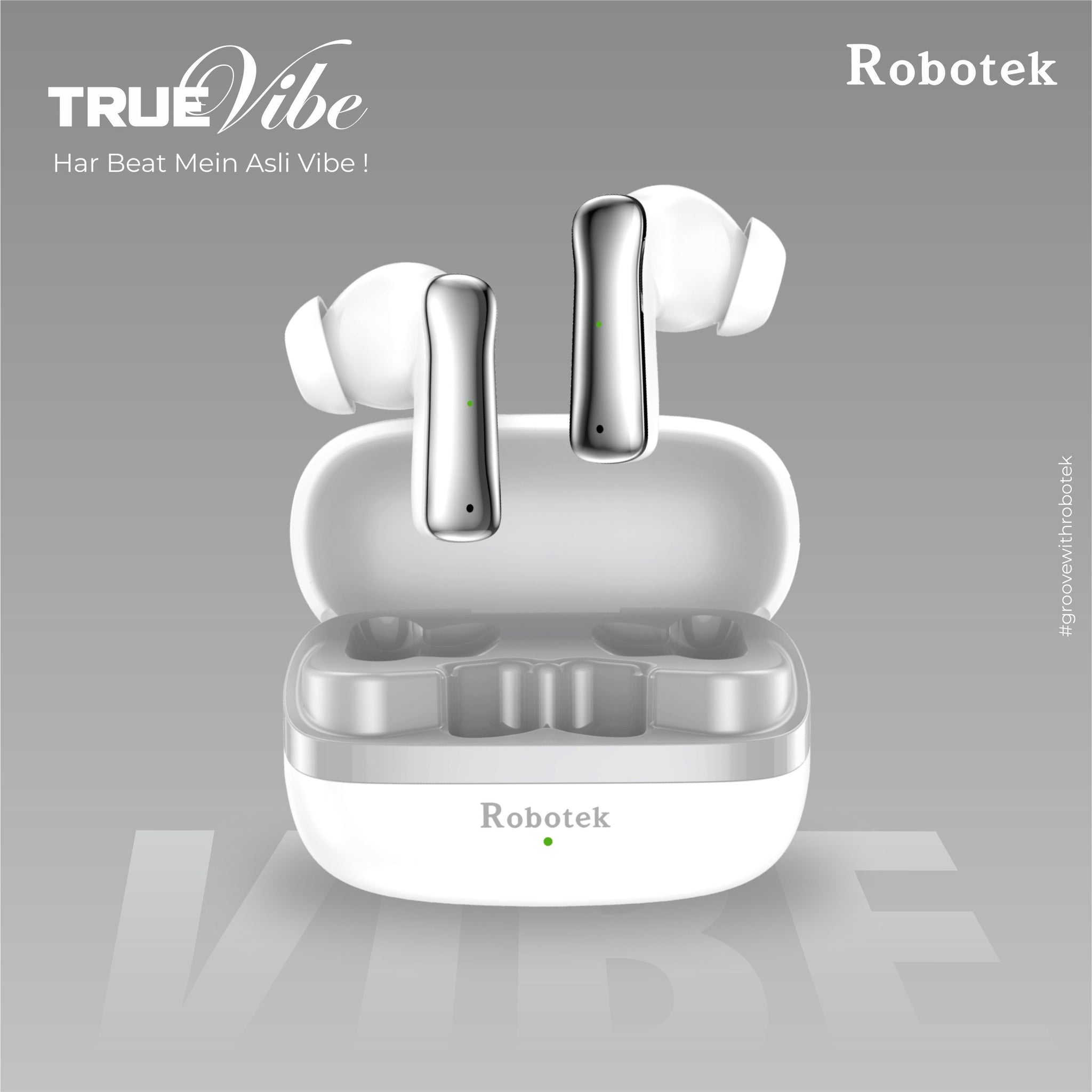 ROBOTEK TRUE VIBE TWS Earpods with 5 Hours Playback & 5 Days Backup
