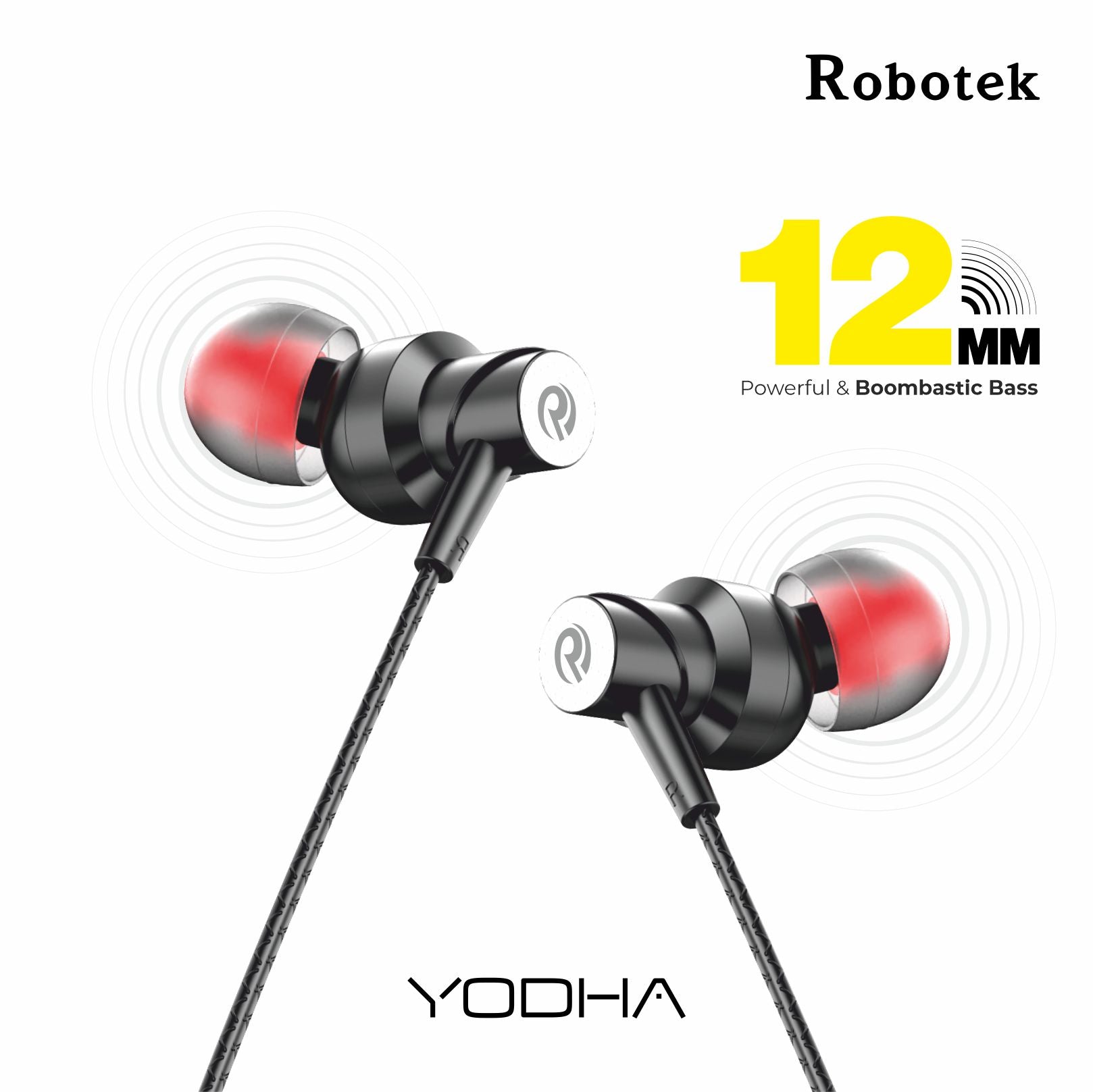 Yodha Wireless Bluetooth in Ear Headphones, 13mm Driver, Upto 36Hr Playback Deep Bass, Type-C Fast Charging, HD Calls, Magnetic Buds, Water Resistant & Sweatproof