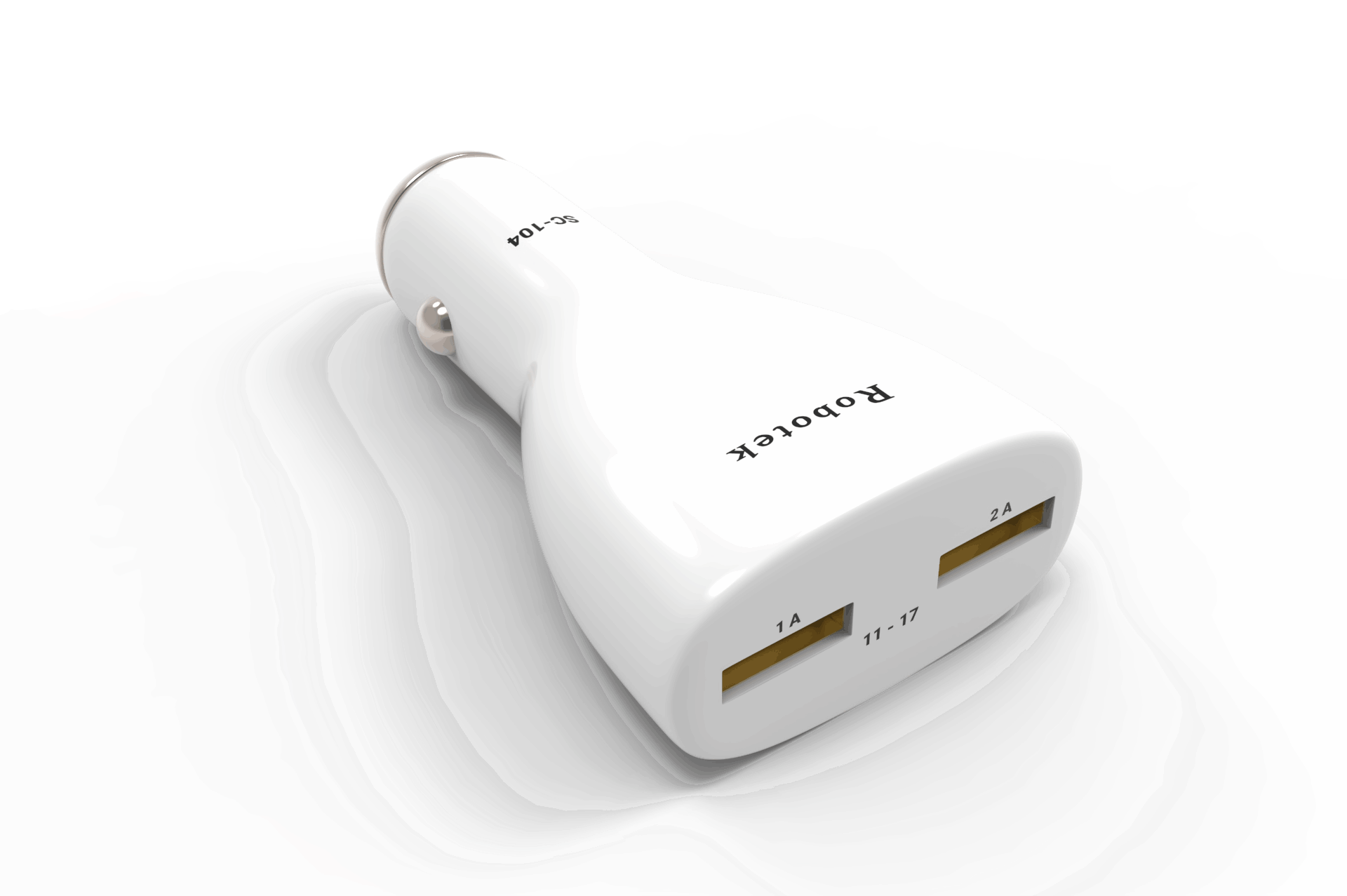 Robotek SC-104 Dual USB Car Charger - 24W Fast Charging, 2-Port, Smart Charging