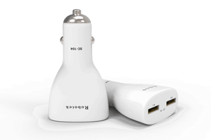 Robotek SC-104 Dual USB Car Charger - 24W Fast Charging, 2-Port, Smart Charging