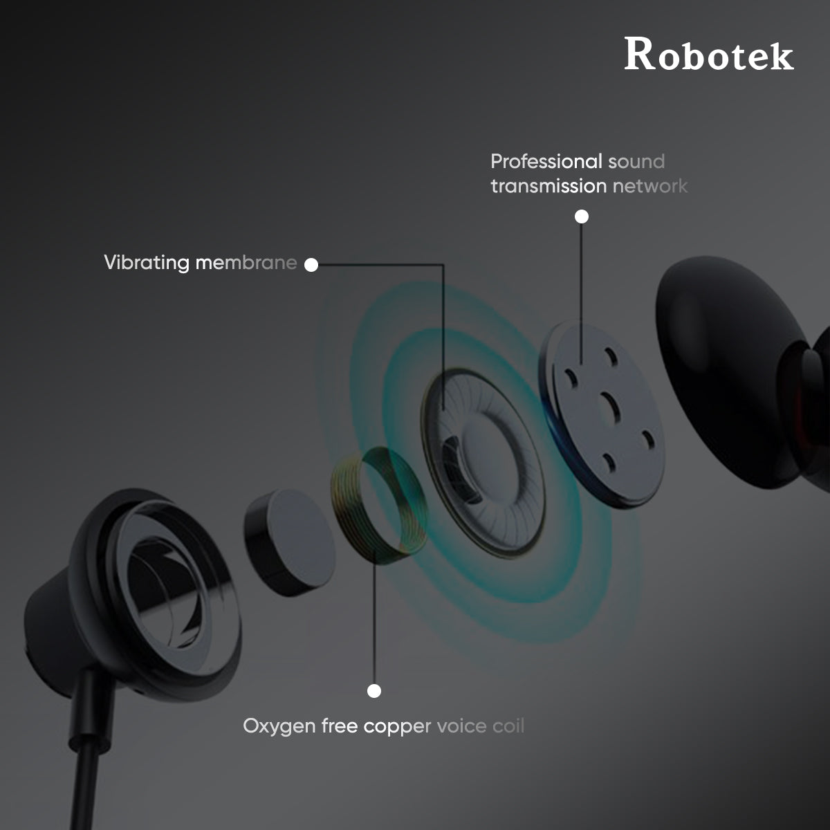 Robotek Surya Neckband – 50H Playback, Deep Bass, and Bluetooth Connectivity| Black & Blue colour|