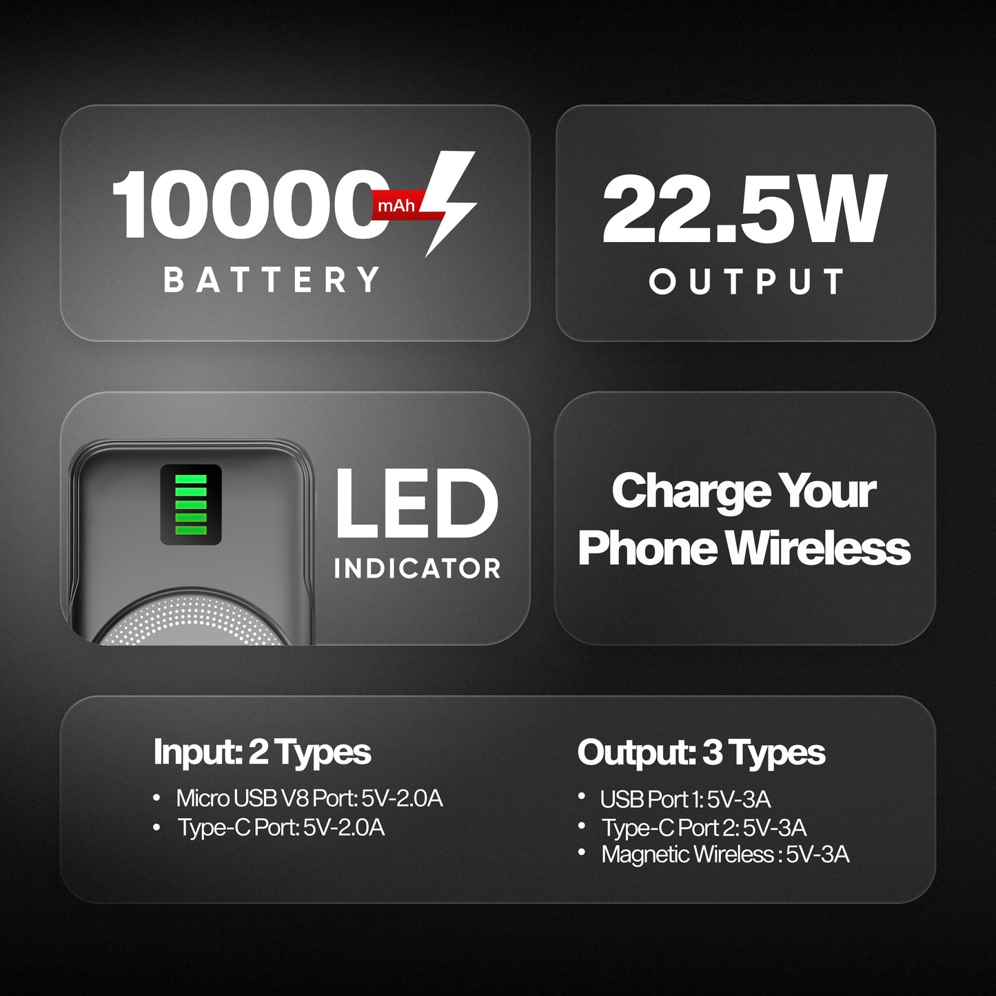 W16 10000mAh Wireless Powerbank