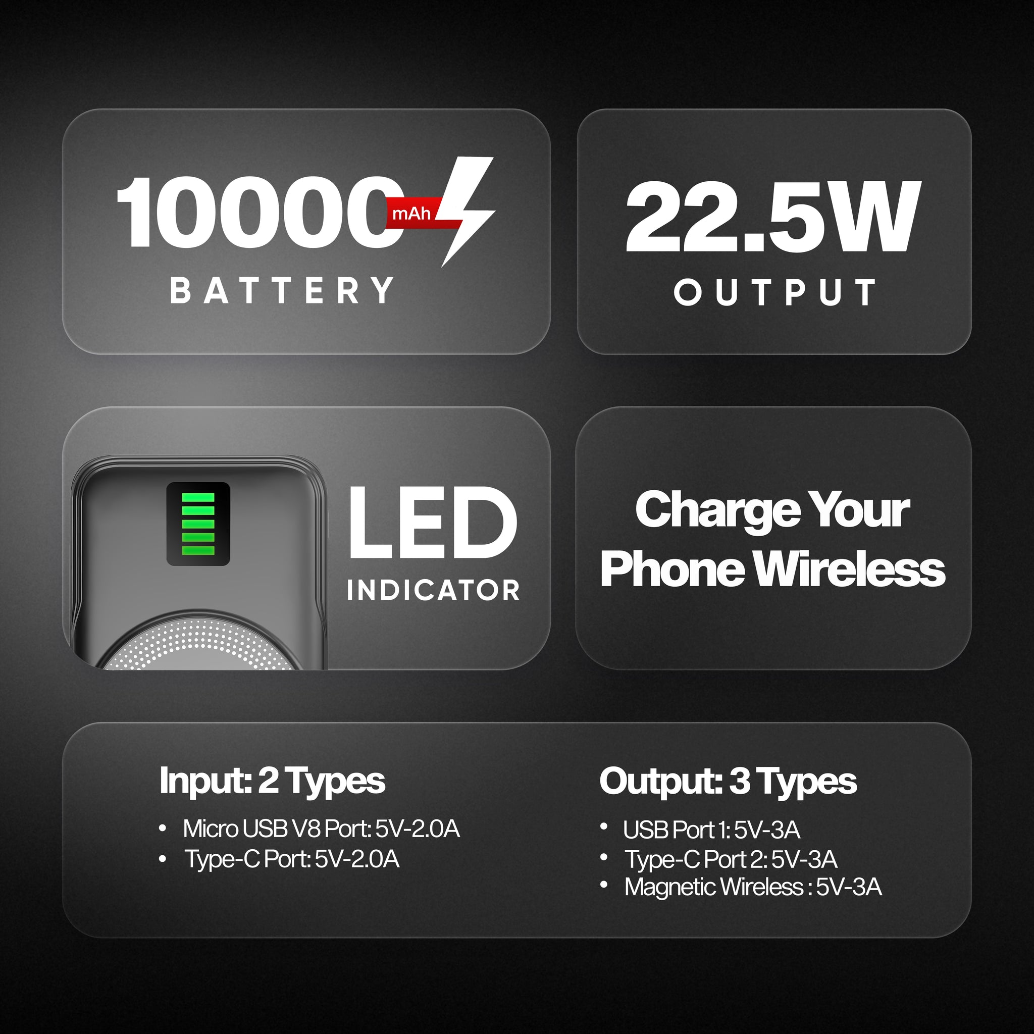 W16 10000mAh Wireless Powerbank