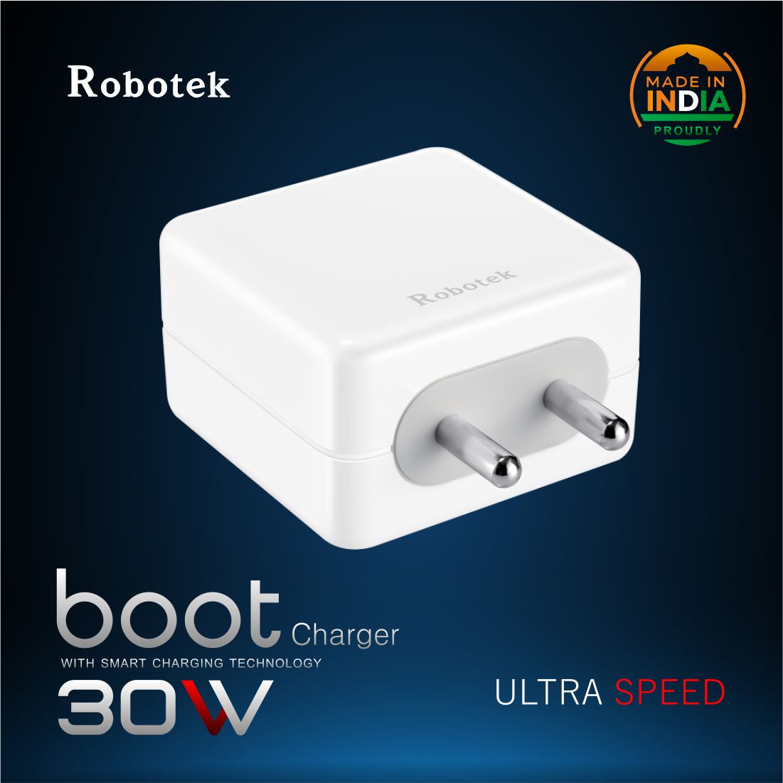 Boot 30W Fast Charging Wall Charger Adapter for Type C/Micro USB/iPhone | WARP Charger | VOOC Charger | QC 3.0 | DASH Charger | IC Protection (Adapter + Type C Cable)