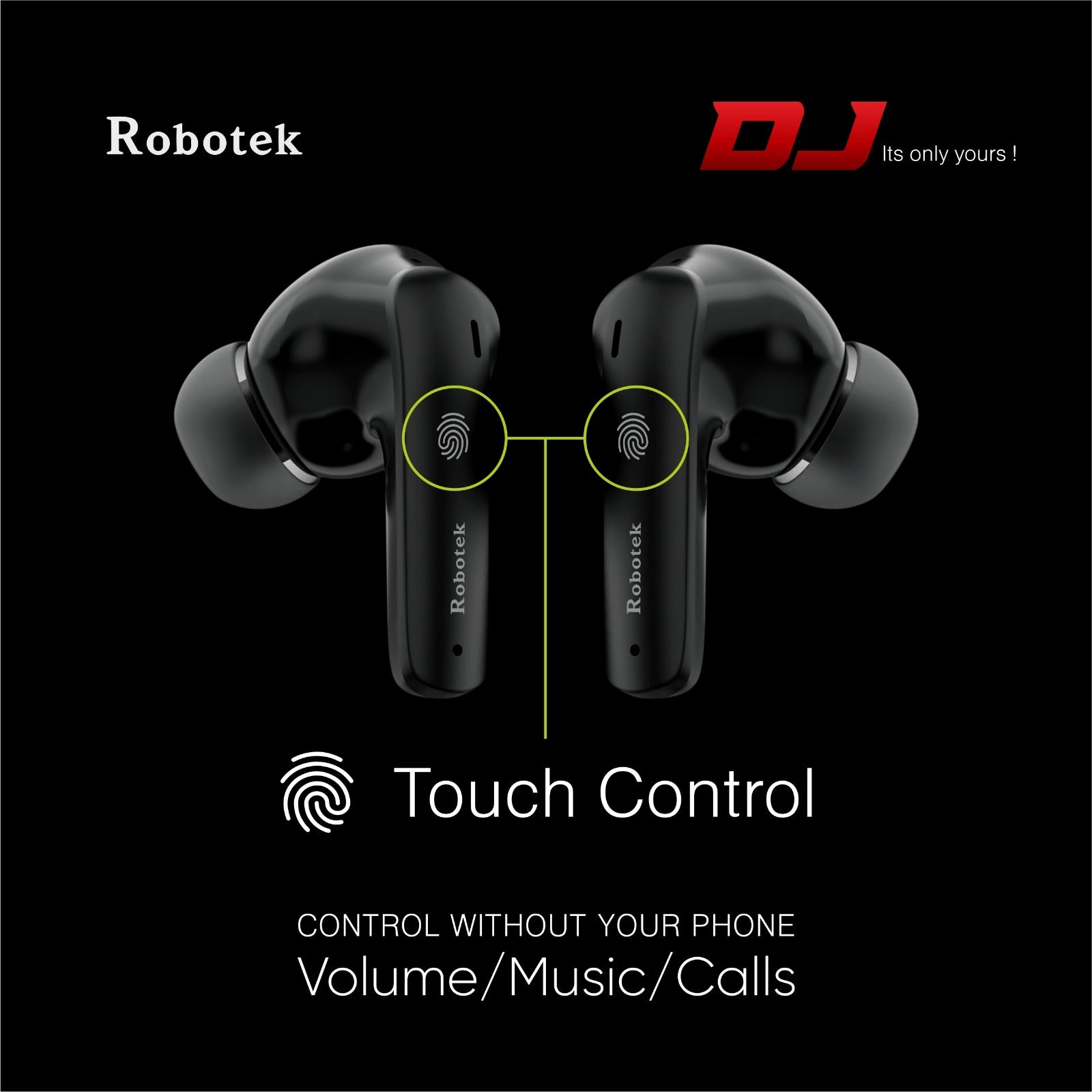 Robotek DJ TWS with Big Deep Bass 30 Days Standby Time